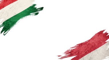 Beyaz Arkaplanda Macaristan ve Monako Bayrakları